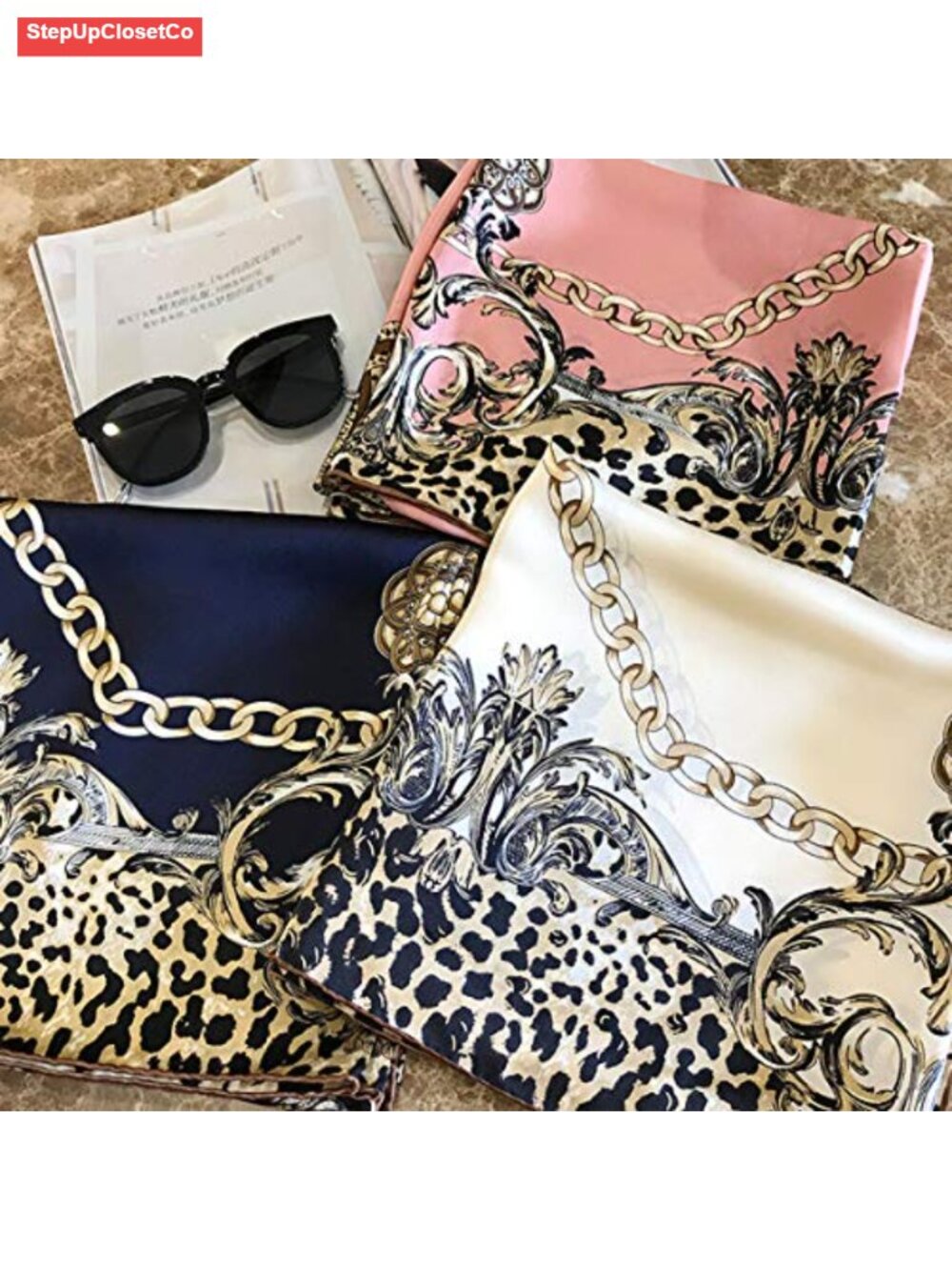 Silk Like Scarf Neck Scarves Women’s Large Square Satin Hair Scarf 35 x 35 - Picture 5 of 5